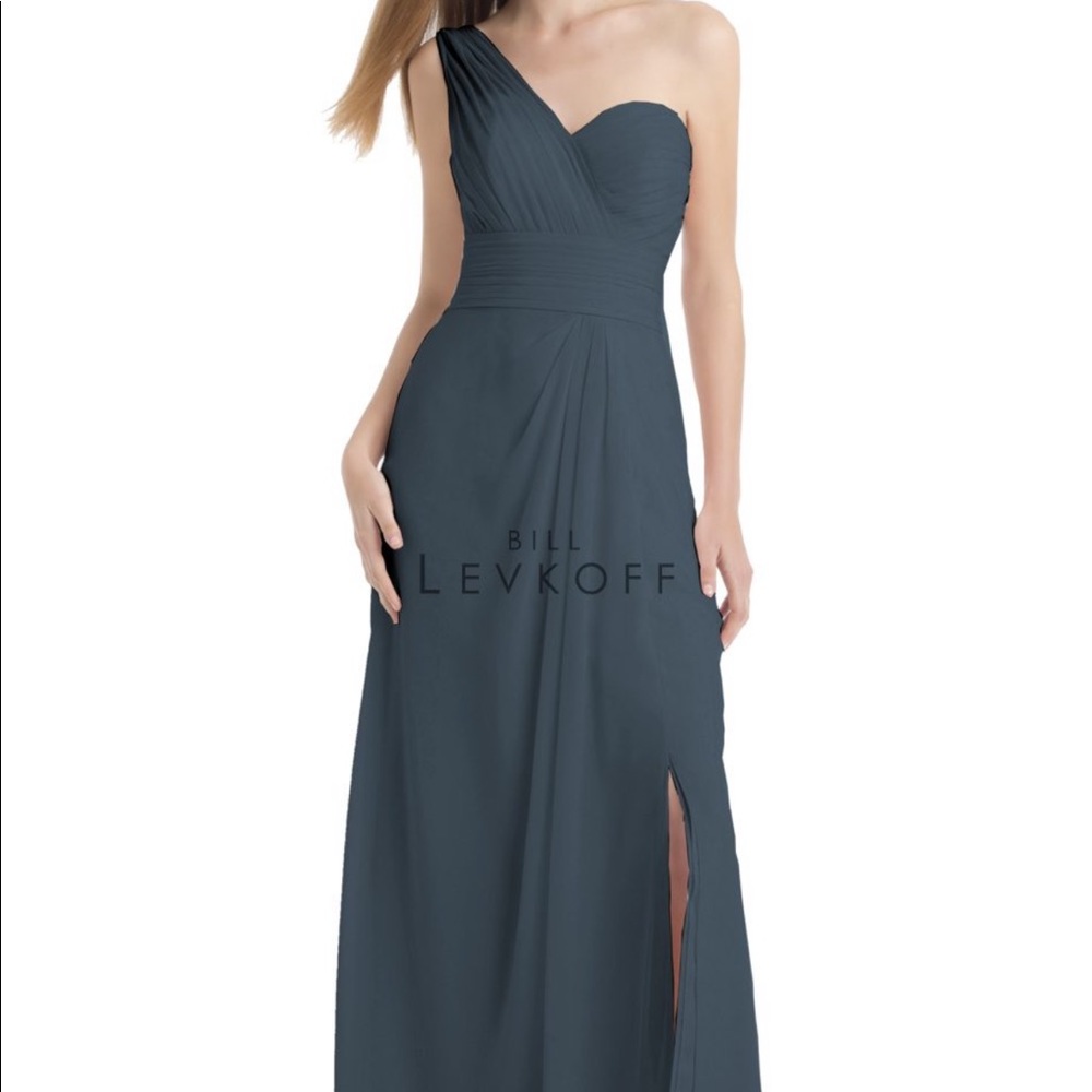 Bill Levkoff Chiffon Slate Dress. Style: 749